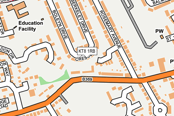 KT8 1RB map - OS OpenMap – Local (Ordnance Survey)