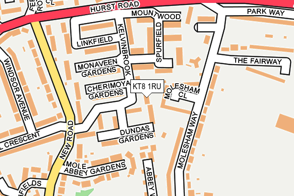 KT8 1RU map - OS OpenMap – Local (Ordnance Survey)