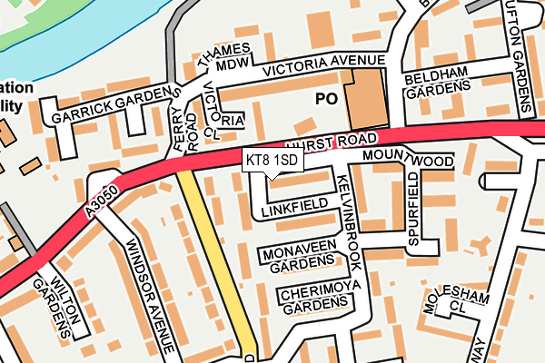 KT8 1SD map - OS OpenMap – Local (Ordnance Survey)