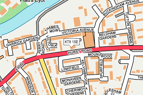 KT8 1SE map - OS OpenMap – Local (Ordnance Survey)