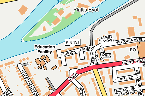 KT8 1SJ map - OS OpenMap – Local (Ordnance Survey)