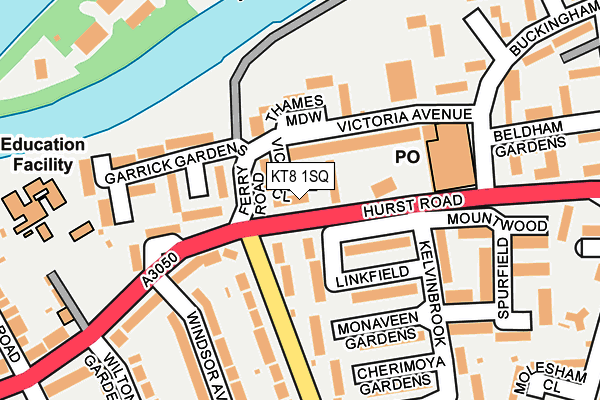 KT8 1SQ map - OS OpenMap – Local (Ordnance Survey)