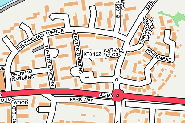 KT8 1SZ map - OS OpenMap – Local (Ordnance Survey)