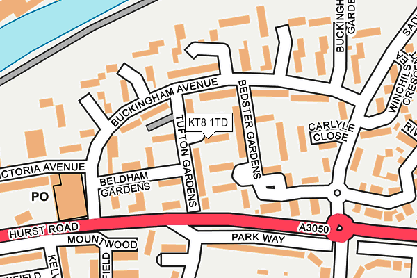 KT8 1TD map - OS OpenMap – Local (Ordnance Survey)