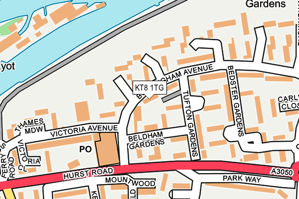 KT8 1TG map - OS OpenMap – Local (Ordnance Survey)