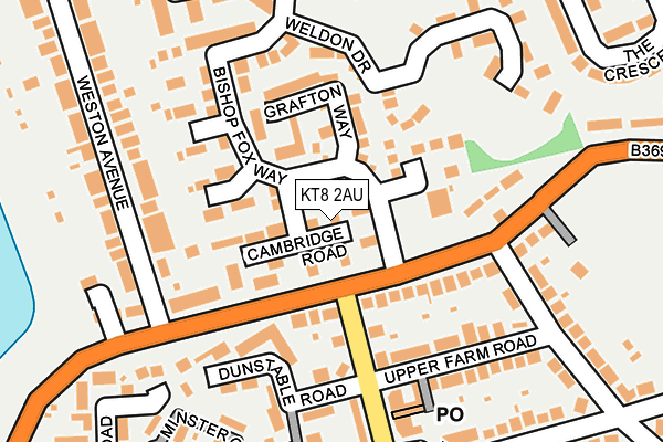 KT8 2AU map - OS OpenMap – Local (Ordnance Survey)