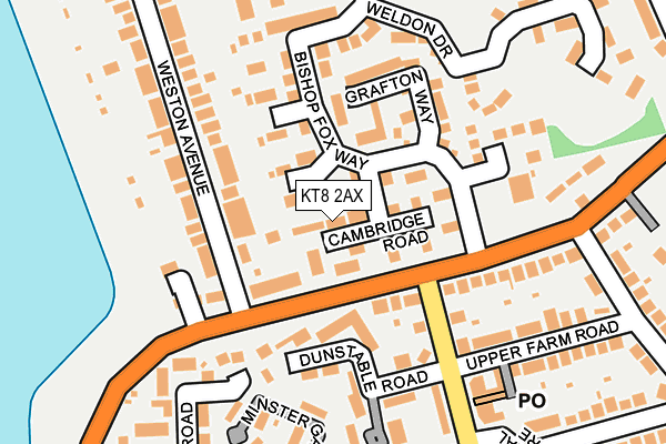 KT8 2AX map - OS OpenMap – Local (Ordnance Survey)