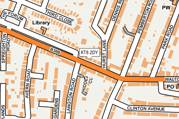 KT8 2DY map - OS OpenMap – Local (Ordnance Survey)