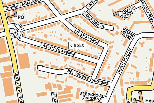 KT8 2EX map - OS OpenMap – Local (Ordnance Survey)