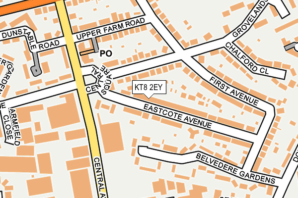 KT8 2EY map - OS OpenMap – Local (Ordnance Survey)