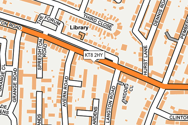 KT8 2HY map - OS OpenMap – Local (Ordnance Survey)