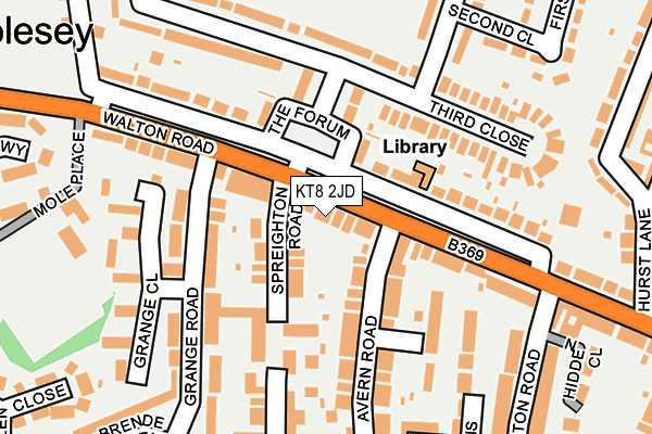 KT8 2JD map - OS OpenMap – Local (Ordnance Survey)