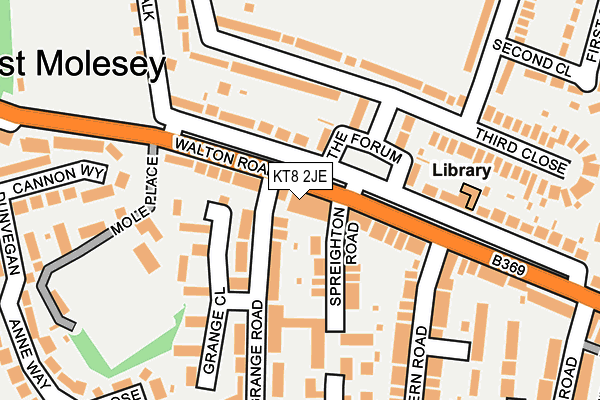 KT8 2JE map - OS OpenMap – Local (Ordnance Survey)