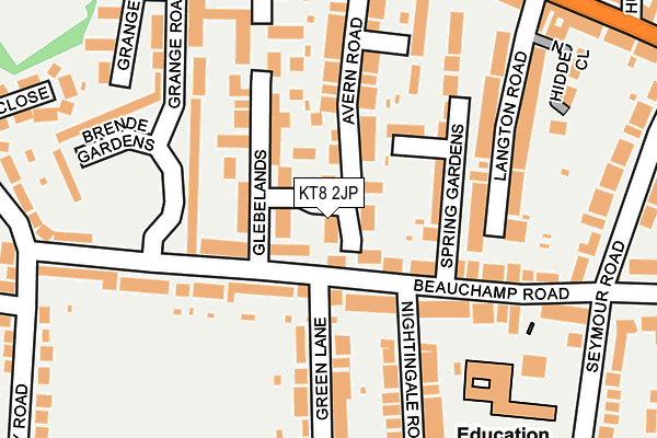 KT8 2JP map - OS OpenMap – Local (Ordnance Survey)
