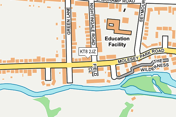 KT8 2JZ map - OS OpenMap – Local (Ordnance Survey)