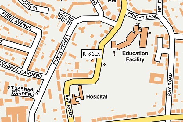 KT8 2LX map - OS OpenMap – Local (Ordnance Survey)