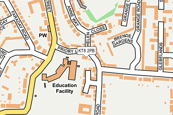 KT8 2PB map - OS OpenMap – Local (Ordnance Survey)