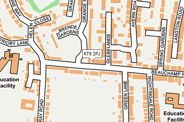 KT8 2PJ map - OS OpenMap – Local (Ordnance Survey)