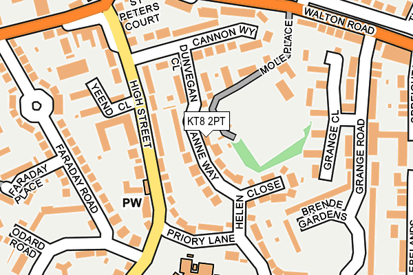 KT8 2PT map - OS OpenMap – Local (Ordnance Survey)