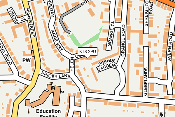 KT8 2PU map - OS OpenMap – Local (Ordnance Survey)