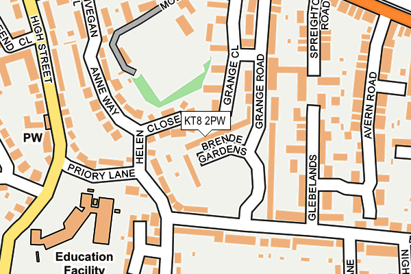 KT8 2PW map - OS OpenMap – Local (Ordnance Survey)