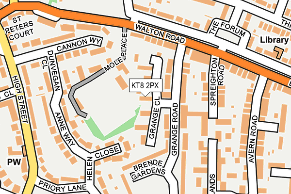 KT8 2PX map - OS OpenMap – Local (Ordnance Survey)