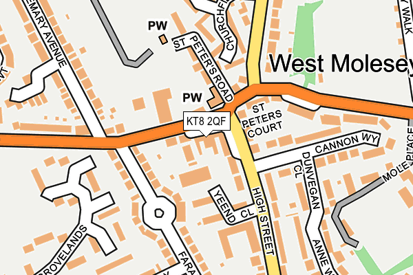 KT8 2QF map - OS OpenMap – Local (Ordnance Survey)