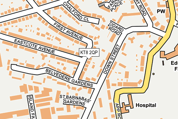 KT8 2QP map - OS OpenMap – Local (Ordnance Survey)