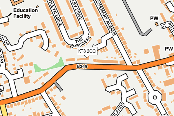 KT8 2QQ map - OS OpenMap – Local (Ordnance Survey)