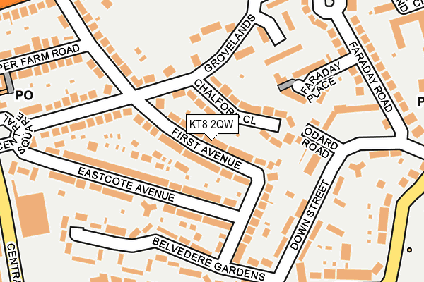 KT8 2QW map - OS OpenMap – Local (Ordnance Survey)