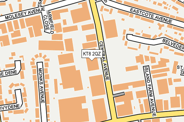 KT8 2QZ map - OS OpenMap – Local (Ordnance Survey)