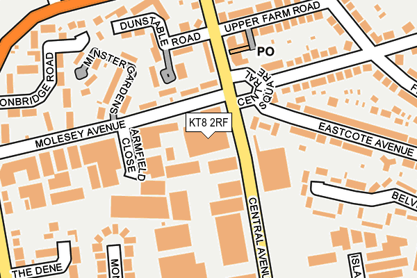 KT8 2RF map - OS OpenMap – Local (Ordnance Survey)