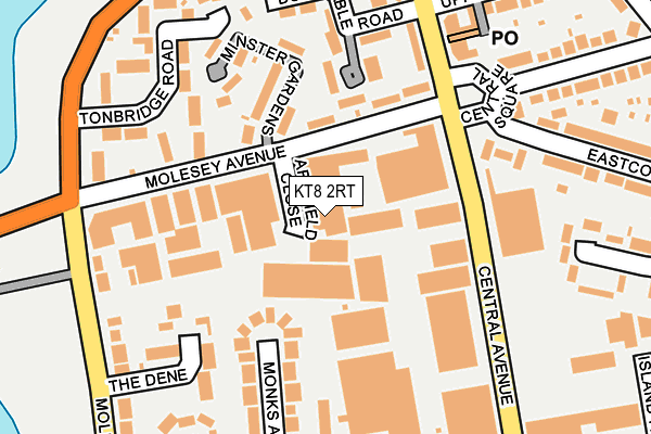 KT8 2RT map - OS OpenMap – Local (Ordnance Survey)