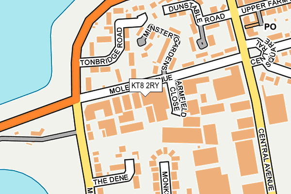 KT8 2RY map - OS OpenMap – Local (Ordnance Survey)