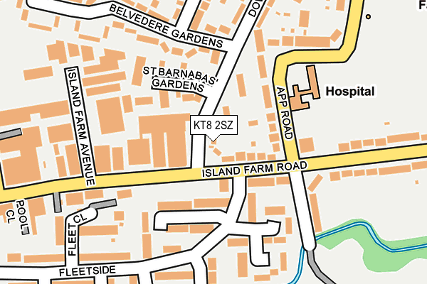 KT8 2SZ map - OS OpenMap – Local (Ordnance Survey)