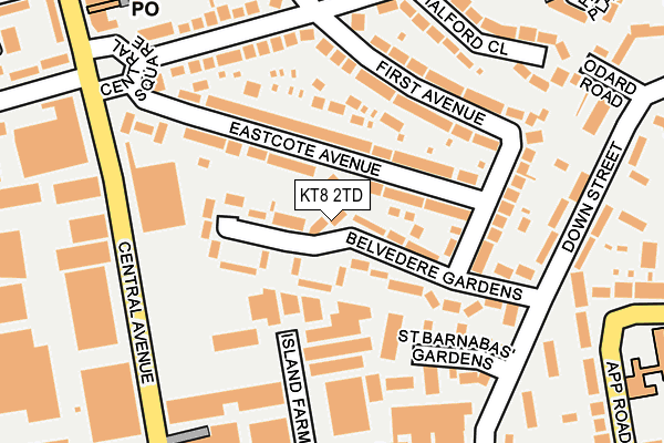 KT8 2TD map - OS OpenMap – Local (Ordnance Survey)
