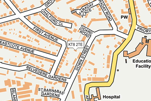 KT8 2TE map - OS OpenMap – Local (Ordnance Survey)