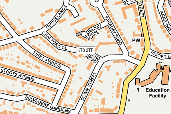 KT8 2TF map - OS OpenMap – Local (Ordnance Survey)
