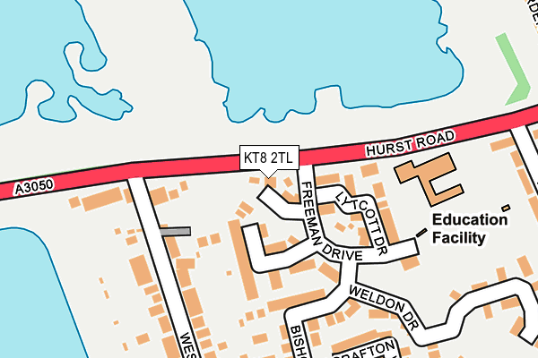 KT8 2TL map - OS OpenMap – Local (Ordnance Survey)