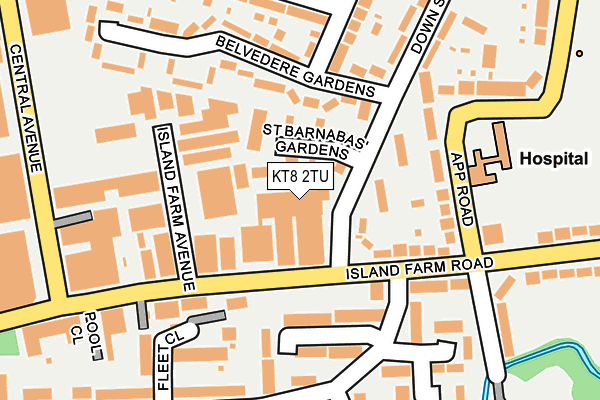 KT8 2TU map - OS OpenMap – Local (Ordnance Survey)