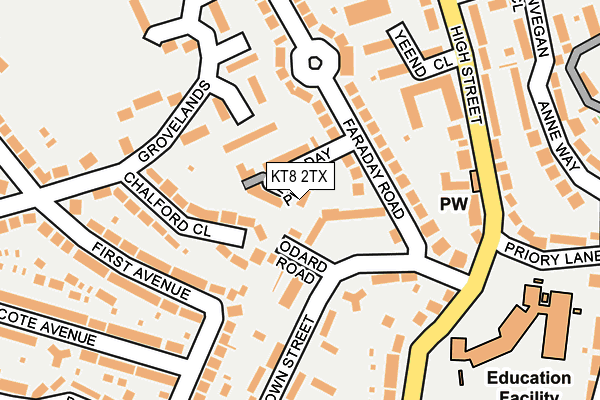 KT8 2TX map - OS OpenMap – Local (Ordnance Survey)