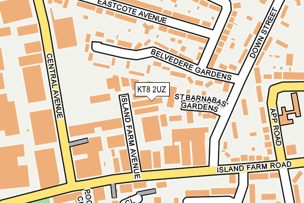 KT8 2UZ map - OS OpenMap – Local (Ordnance Survey)