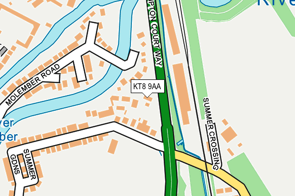 KT8 9AA map - OS OpenMap – Local (Ordnance Survey)