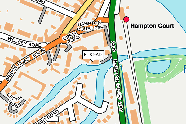 KT8 9AD map - OS OpenMap – Local (Ordnance Survey)