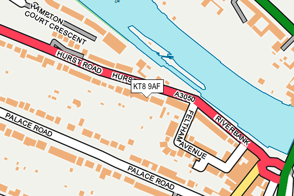 KT8 9AF map - OS OpenMap – Local (Ordnance Survey)