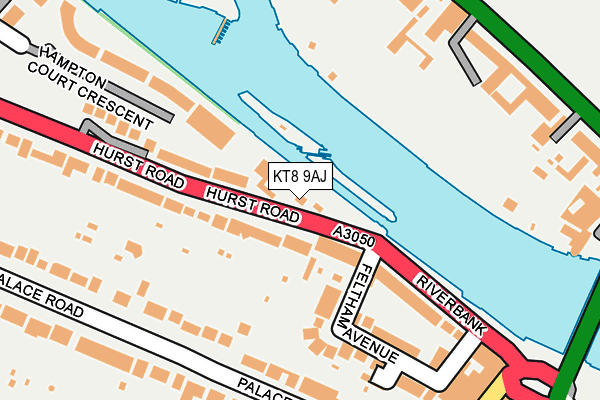 KT8 9AJ map - OS OpenMap – Local (Ordnance Survey)