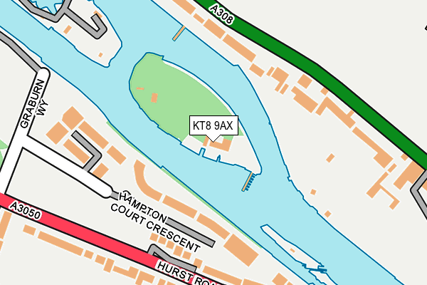 KT8 9AX map - OS OpenMap – Local (Ordnance Survey)