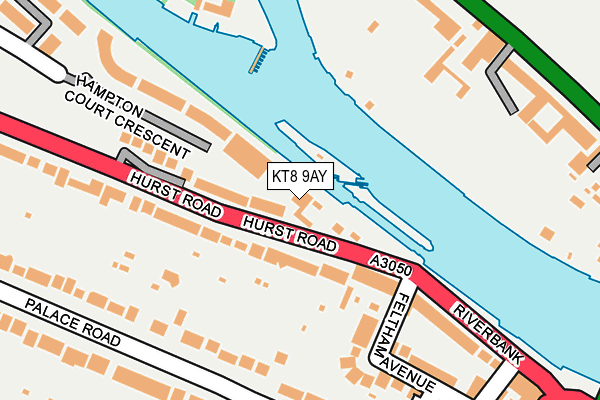 KT8 9AY map - OS OpenMap – Local (Ordnance Survey)
