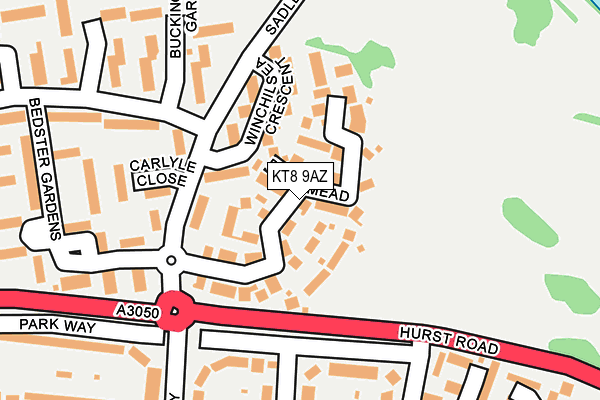 KT8 9AZ map - OS OpenMap – Local (Ordnance Survey)