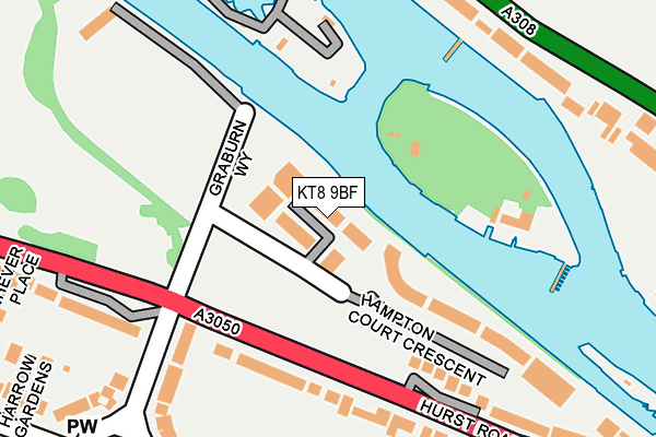 KT8 9BF map - OS OpenMap – Local (Ordnance Survey)